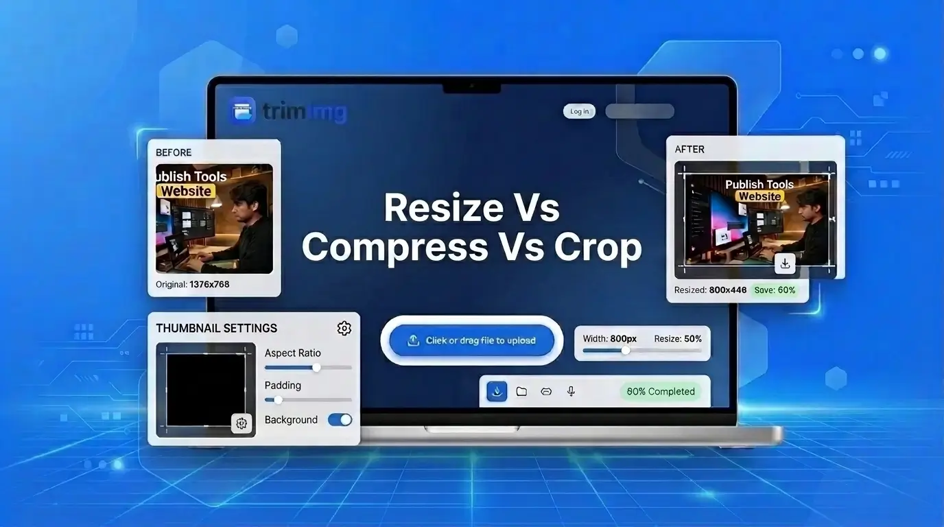 Resize vs compress vs crop comparison